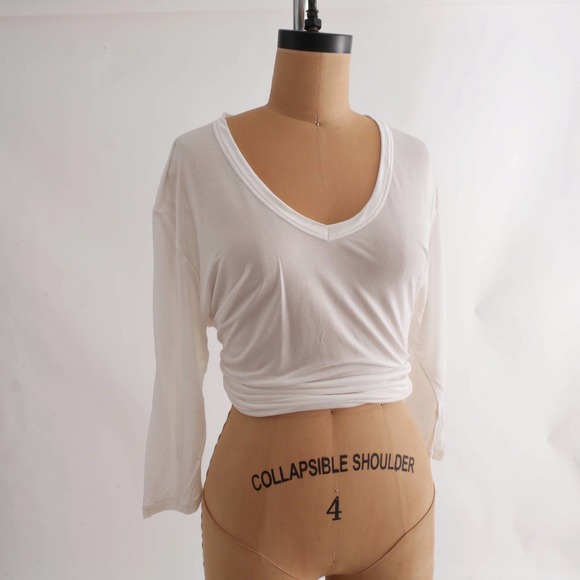 Vintage Tops - white silk t-shirt | Vintage Winter Silks pure white v-neck paper-thin tee  XL